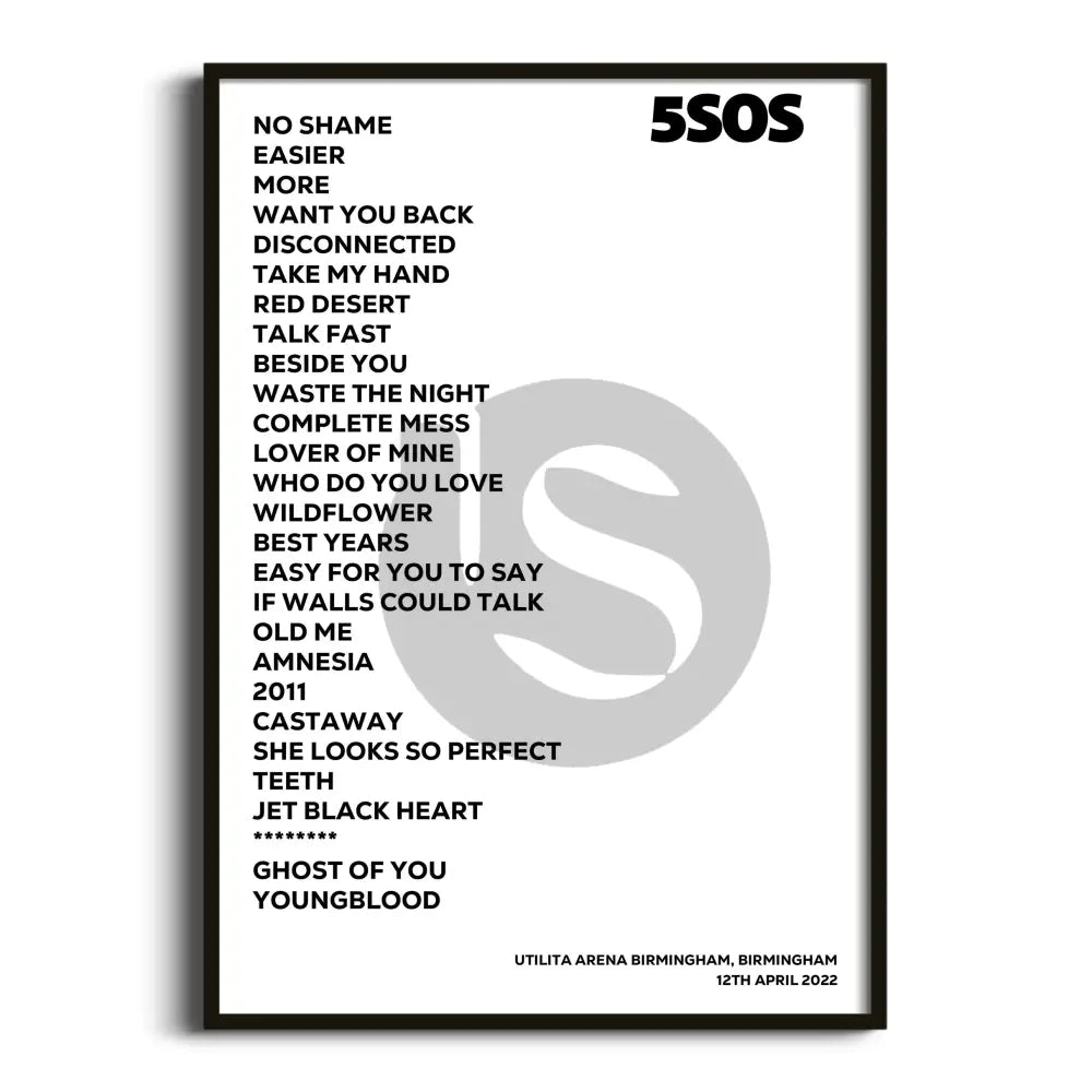 5 Seconds of Summer Birmingham 12th April 2022 - Gig Setlist - Setlist