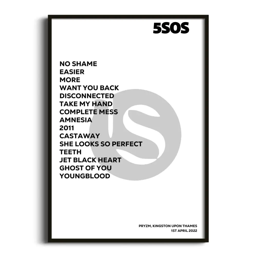 5 Seconds of Summer Kingston upon Thames 1st April 2022 - Gig Setlist - Setlist