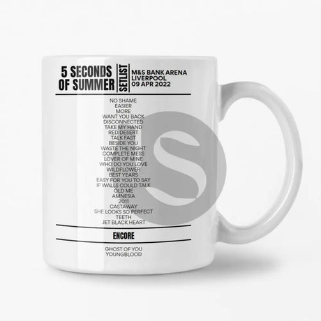 5 Seconds Of Summer Liverpool 9 April 2022 Setlist Mug - Setlist