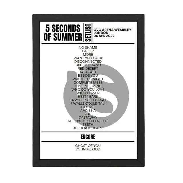 5 Seconds of Summer Setlist London April 6 2022 - Setlist