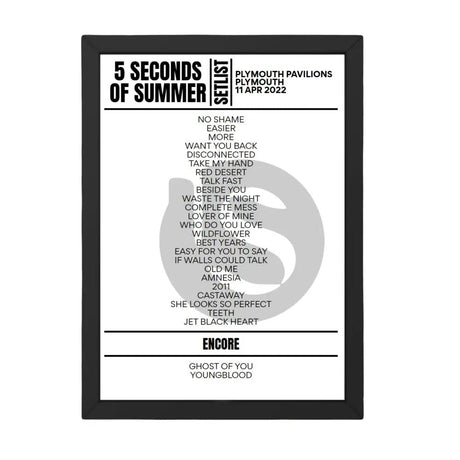 5 Seconds of Summer Setlist Plymouth April 11 2022 - Setlist