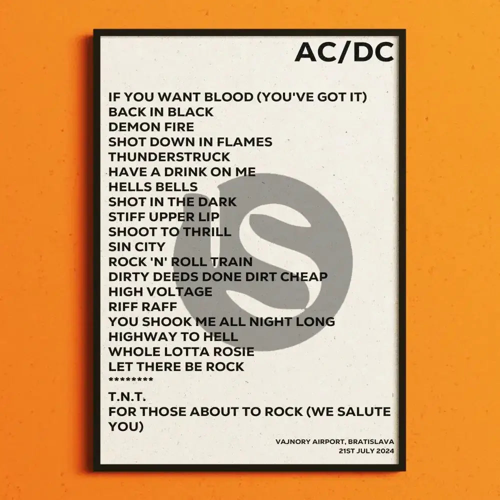 AC/DC Bratislava 21st July 2024 - Gig Setlist - Setlist