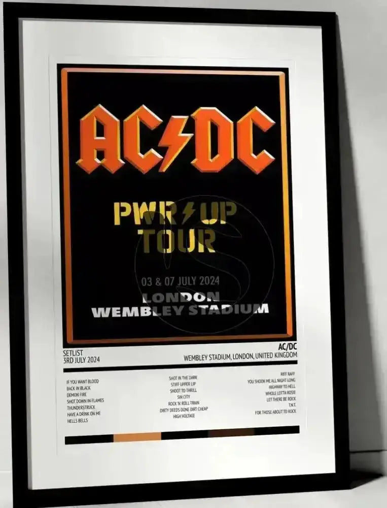 AC/DC Power Up Wembley Stadium London 3rd July 2024 - Setlist Tour Poster - Setlist