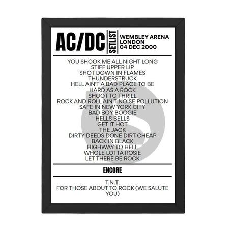 AC/DC Setlist 04 - 12 - 2000 - London - Setlist