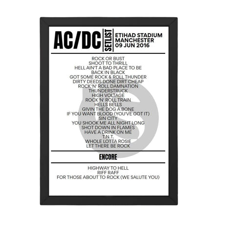 AC/DC Setlist 09 - 06 - 2016 - Manchester - Setlist