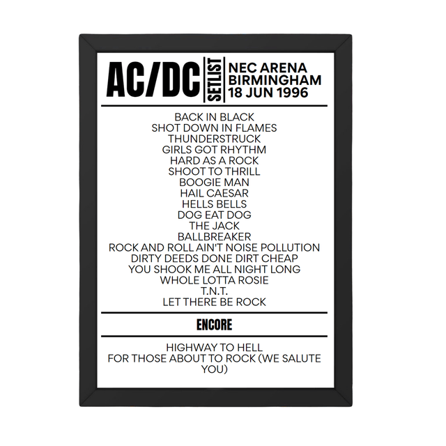 AC/DC Setlist 18-06-1996-Birmingham - Setlist