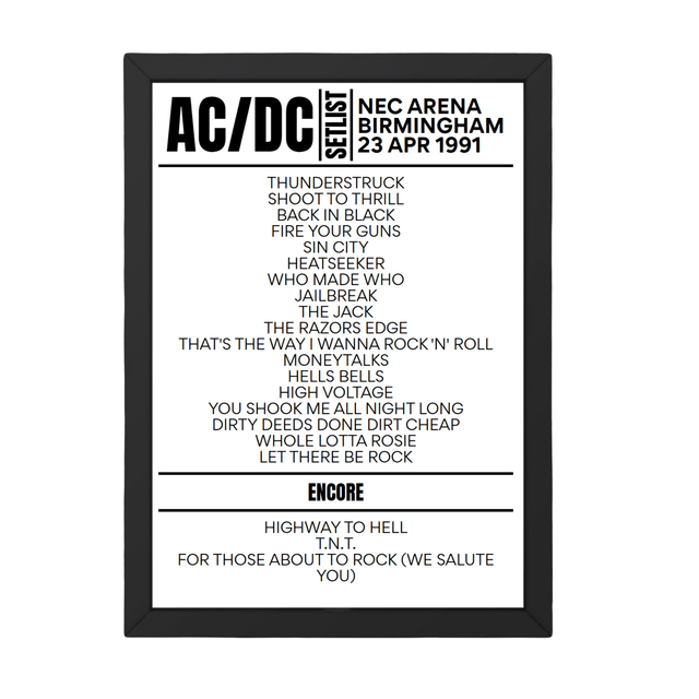 AC/DC Setlist 23-04-1991-Birmingham - Setlist