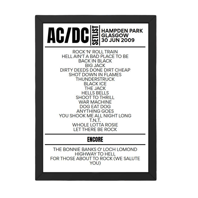 AC/DC Setlist 30-06-2009-Glasgow - Setlist