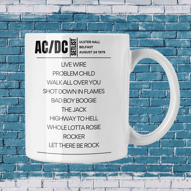 AC/DC Ulster Hall Belfast August 23 1979 Replica Setlist Mug - Setlist