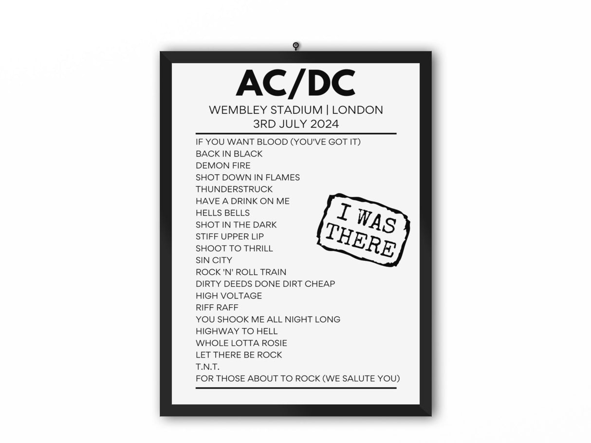 AC/DC Wembley Stadium July 3 2024 Setlist Poster - Setlist