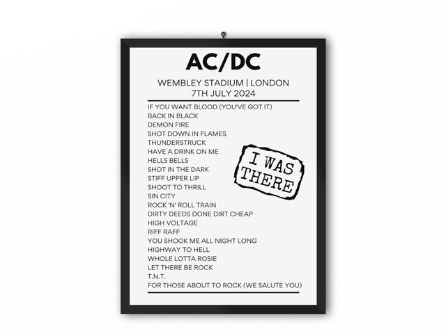 AC/DC Wembley Stadium July 7 2024 Setlist Poster - Setlist