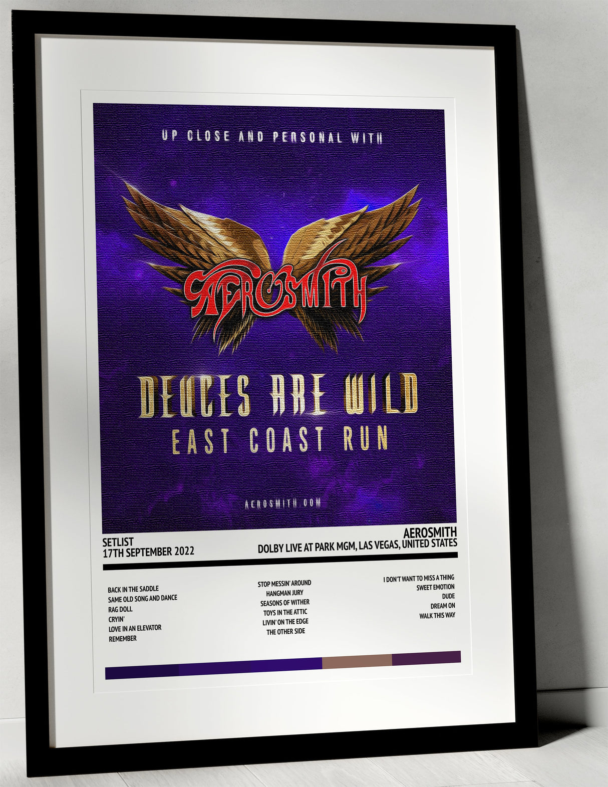 Aerosmith Deuces Are Wild Dolby Live at Park MGM Las Vegas 17th September 2022 - Setlist Tour Poster - Setlist