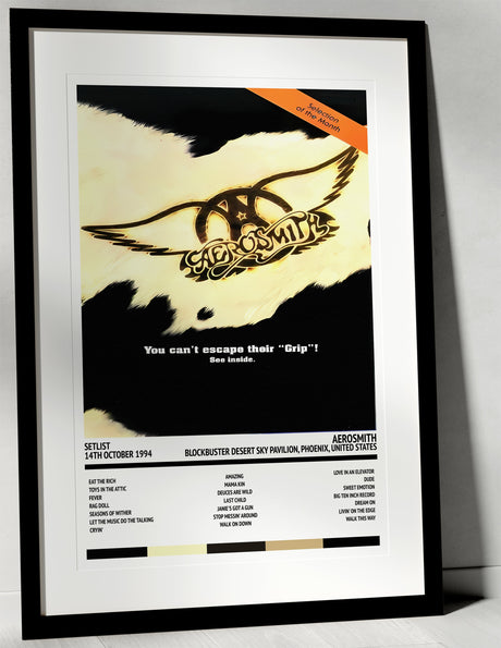 Aerosmith Get a Grip Blockbuster Desert Sky Pavilion Phoenix 14th October 1994 - Setlist Tour Poster - Setlist