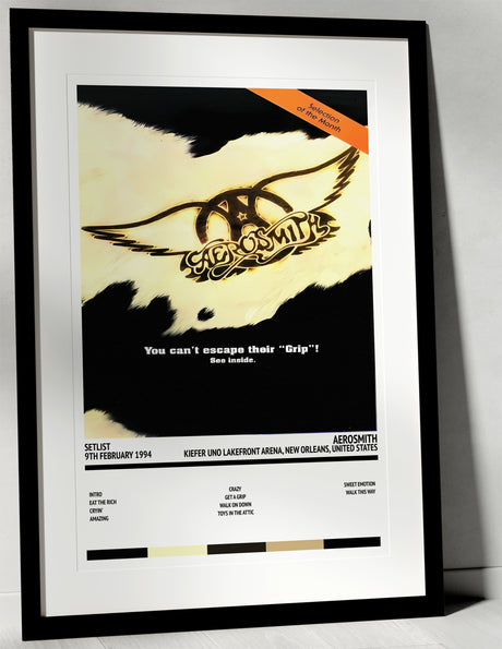 Aerosmith Get a Grip Kiefer UNO Lakefront Arena New Orleans 9th February 1994 - Setlist Tour Poster - Setlist