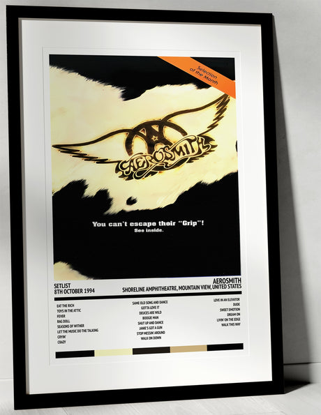 Aerosmith Get a Grip Shoreline Amphitheatre Mountain View 8th October 1994 - Setlist Tour Poster - Setlist