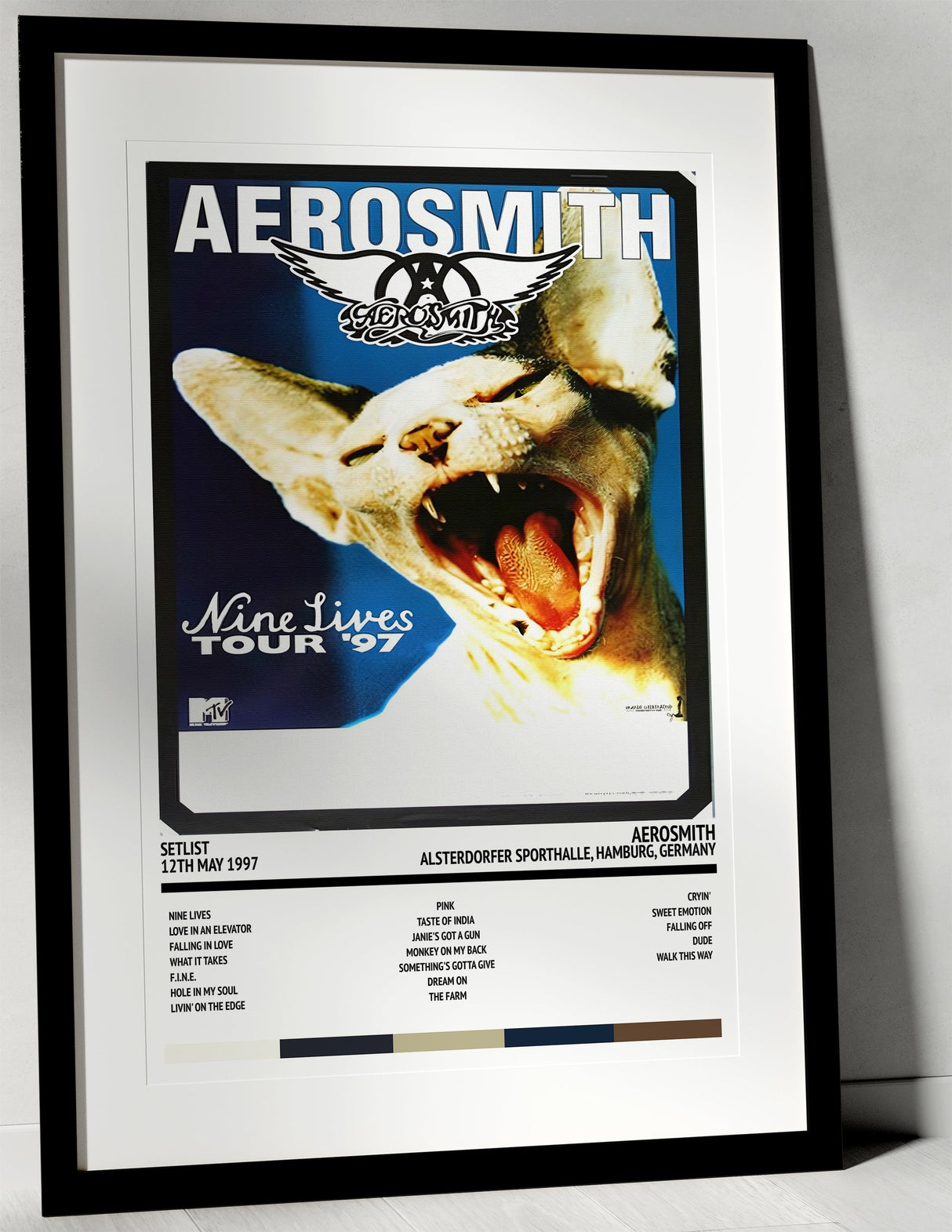 Aerosmith Nine Lives Alsterdorfer Sporthalle Hamburg 12th May 1997 - Setlist Tour Poster - Setlist