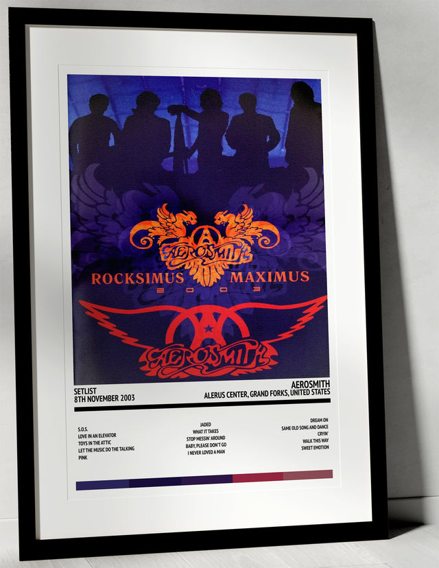 Aerosmith Rocksimus Maximus Alerus Center Grand Forks 8th November 2003 - Setlist Tour Poster - Setlist