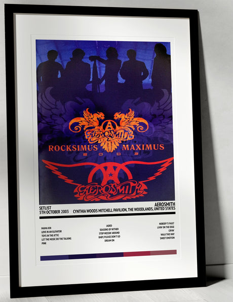 Aerosmith Rocksimus Maximus Cynthia Woods Mitchell Pavilion The Woodlands 5th October 2003 - Setlist Tour Poster - Setlist