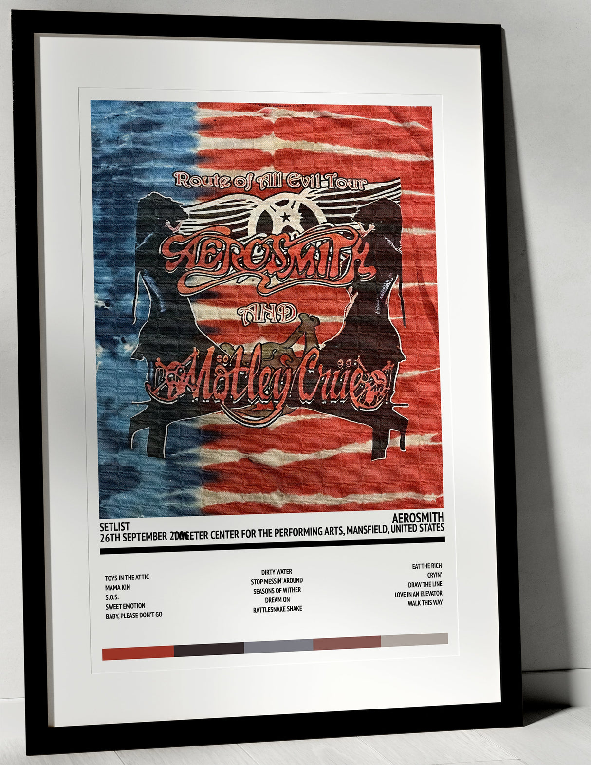 Aerosmith Route of All Evil Tweeter Center for the Performing Arts Mansfield 26th September 2006 - Setlist Tour Poster - Setlist