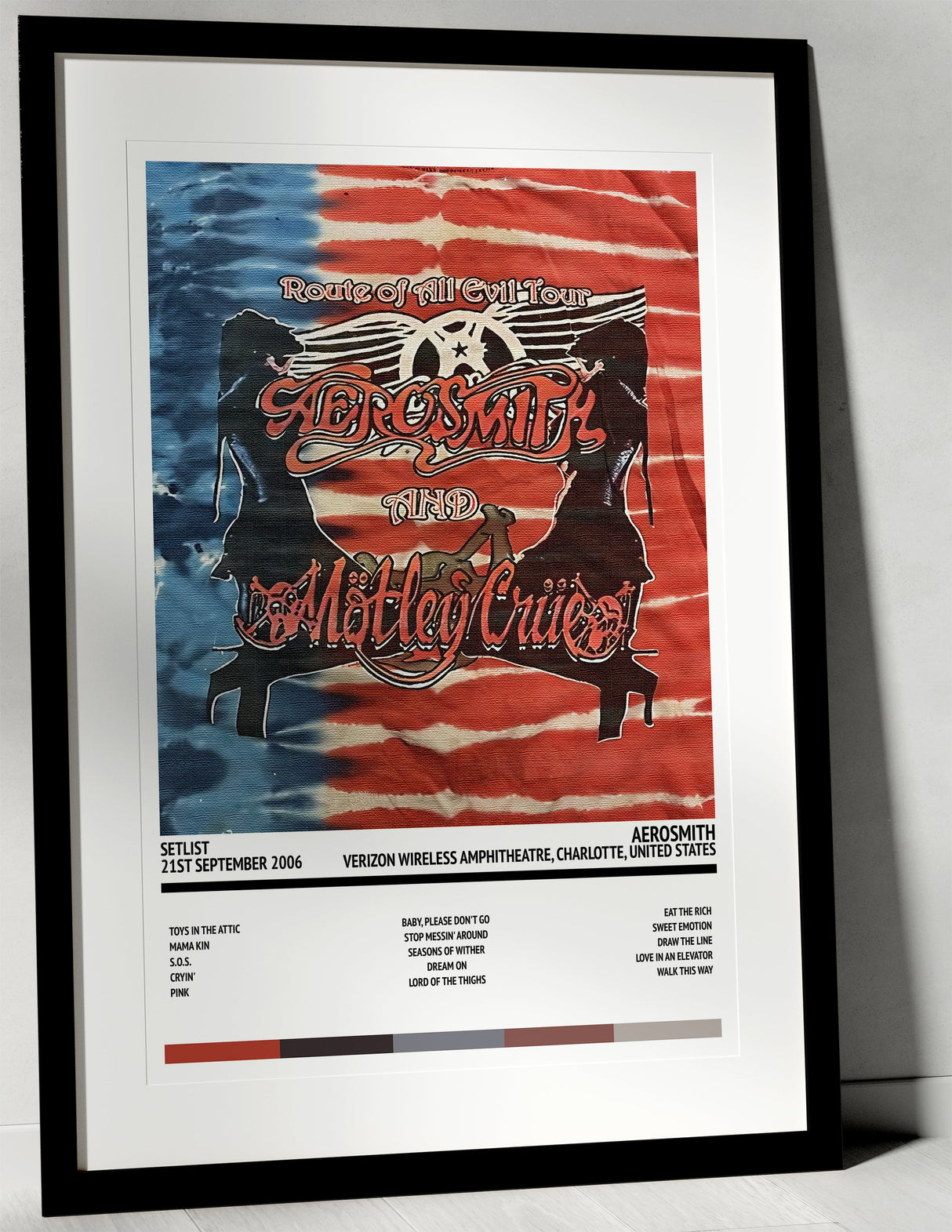 Aerosmith Route of All Evil Verizon Wireless Amphitheatre Charlotte 21st September 2006 - Setlist Tour Poster - Setlist