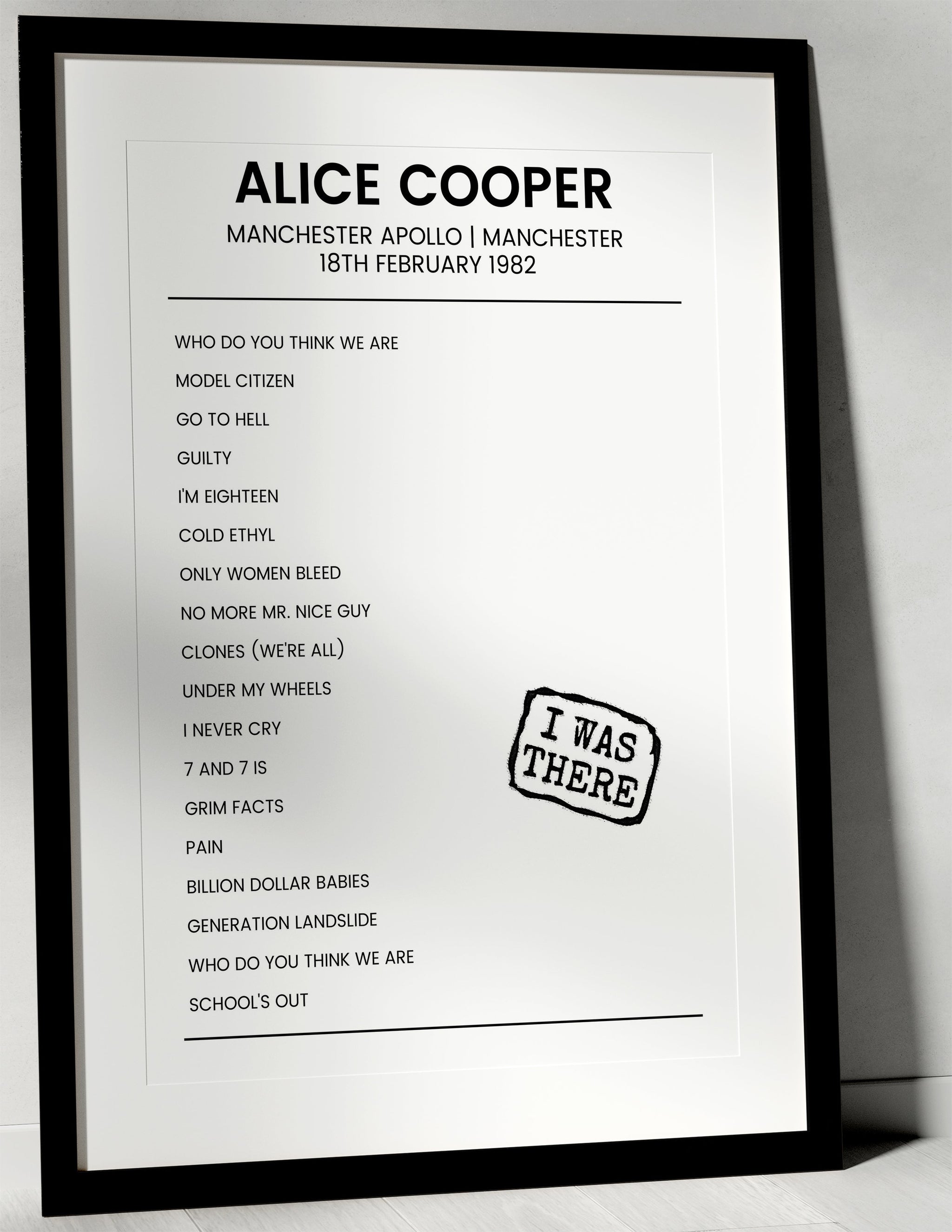 Alice Cooper 18th February 1982 Manchester Apollo Manchester - I Was There - Setlist