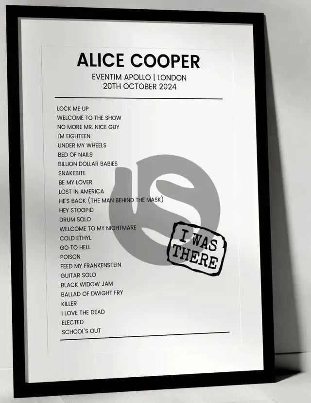 Alice Cooper 20th October 2024 Eventim Apollo London - I Was There - Setlist