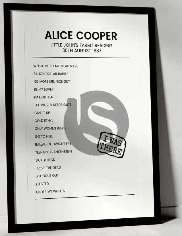 Alice Cooper 30th August 1987 Little John's Farm Reading - I Was There - Setlist