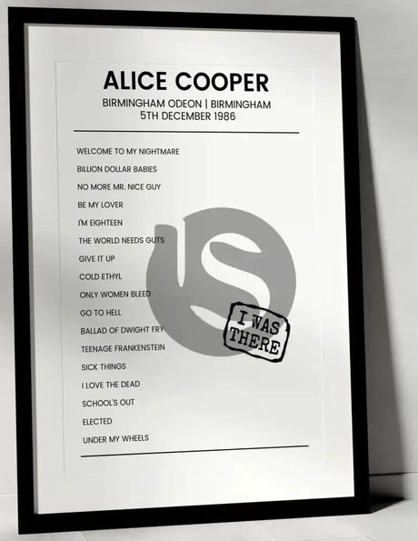 Alice Cooper 5th December 1986 Birmingham Odeon Birmingham - I Was There - Setlist