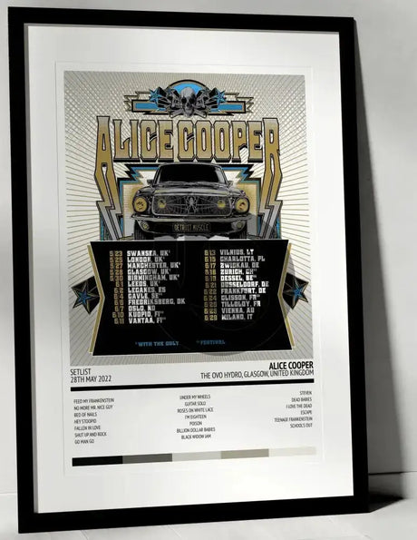 Alice Cooper Detroit Muscle The OVO Hydro Glasgow 28th May 2022 - Setlist Tour Poster - Setlist