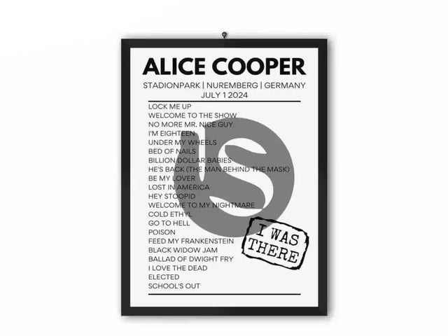 Alice Cooper Germany July 1 2024 Setlist Poster - Setlist