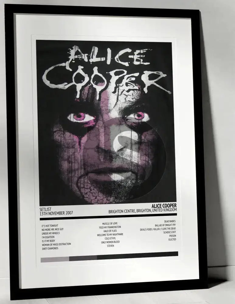 Alice Cooper Psychodrama Tour Brighton Centre Brighton 13th November 2007 - Setlist Tour Poster - Setlist