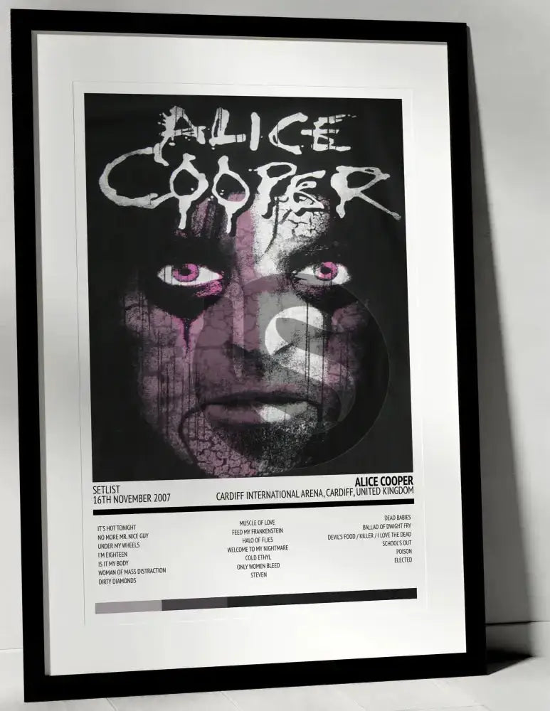 Alice Cooper Psychodrama Tour Cardiff International Arena Cardiff 16th November 2007 - Setlist Tour Poster - Setlist