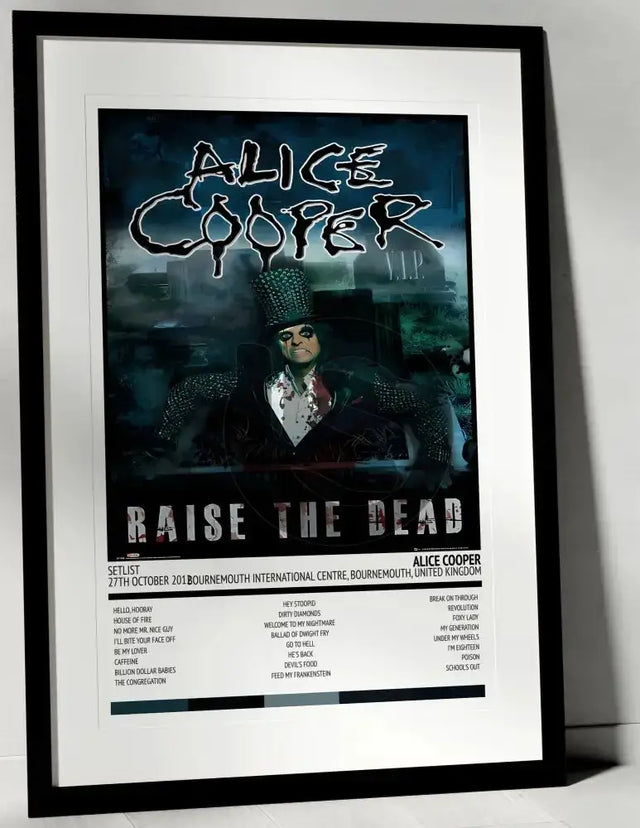 Alice Cooper Raise the Dead Bournemouth International Centre Bournemouth 27th October 2012 - Setlist Tour Poster - Setlist