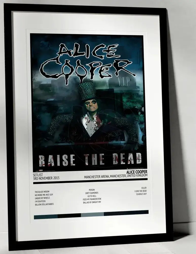 Alice Cooper Raise the Dead Manchester Arena Manchester 3rd November 2015 - Setlist Tour Poster - Setlist