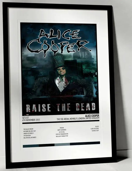 Alice Cooper Raise the Dead The SSE Arena, Wembley London 6th November 2015 - Setlist Tour Poster - Setlist