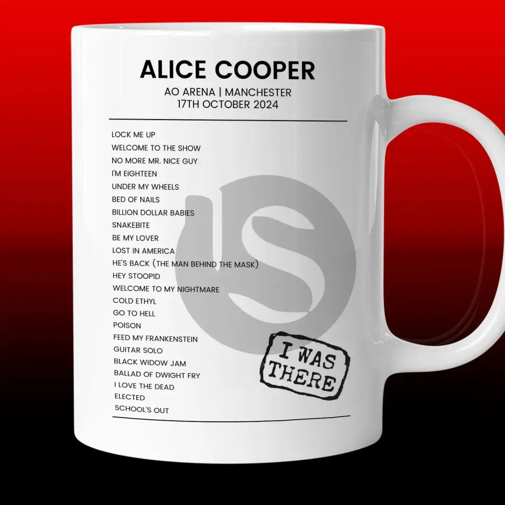 Alice Cooper Too Close for Comfort AO Arena Manchester 17th October 2024 - Setlist Mug - Setlist