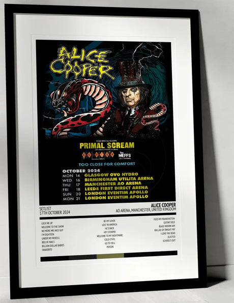 Alice Cooper Too Close for Comfort AO Arena Manchester 17th October 2024 - Setlist Tour Poster - Setlist