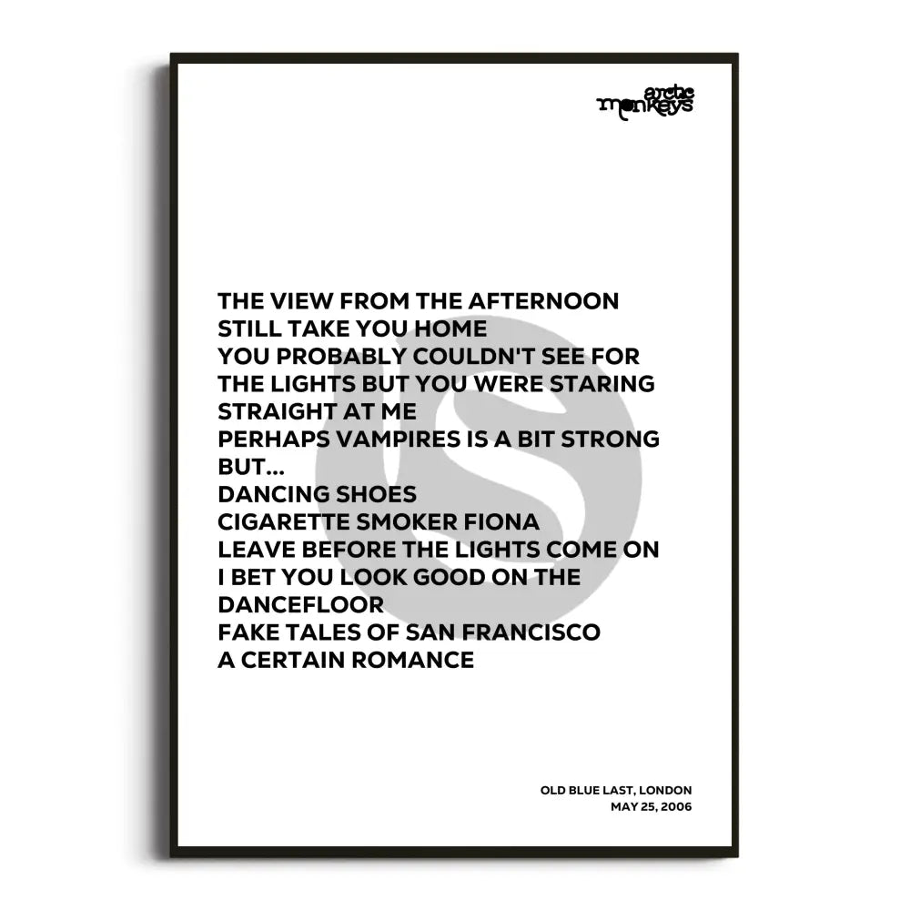 Arctic Monkeys 2006 Setlist Posters - Whatever People Say I Am That’s What I’m Not Uk Tour Setlists