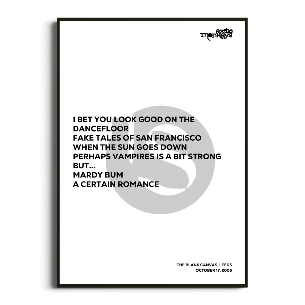 Arctic Monkeys 2006 Setlist Posters - Whatever People Say I Am That’s What I’m Not Uk Tour Setlists