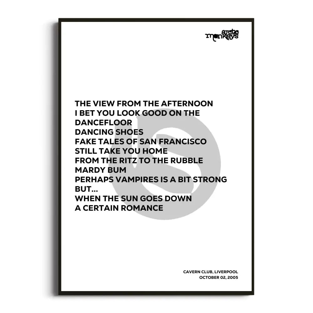 Arctic Monkeys 2006 Setlist Posters - Whatever People Say I Am That’s What I’m Not Uk Tour Setlists