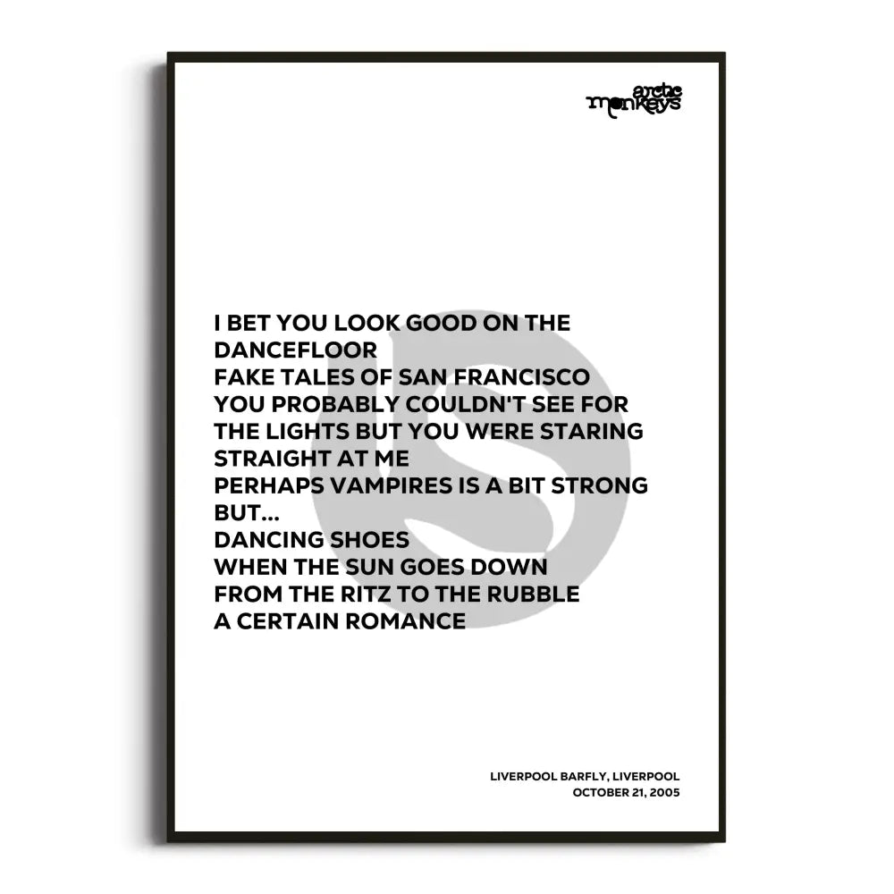 Arctic Monkeys 2006 Setlist Posters - Whatever People Say I Am That’s What I’m Not Uk Tour Setlists