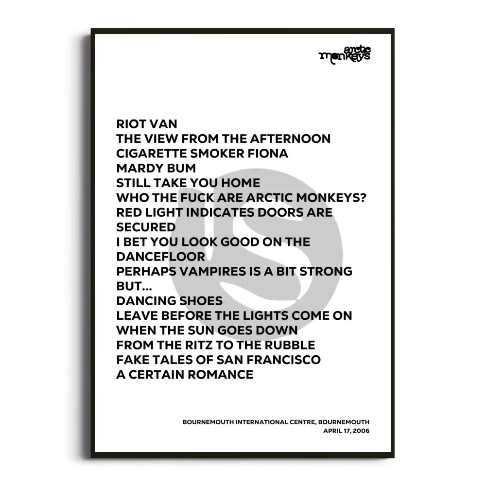 Arctic Monkeys 2006 Setlist Posters - Whatever People Say I Am That’s What I’m Not Uk Tour Setlists