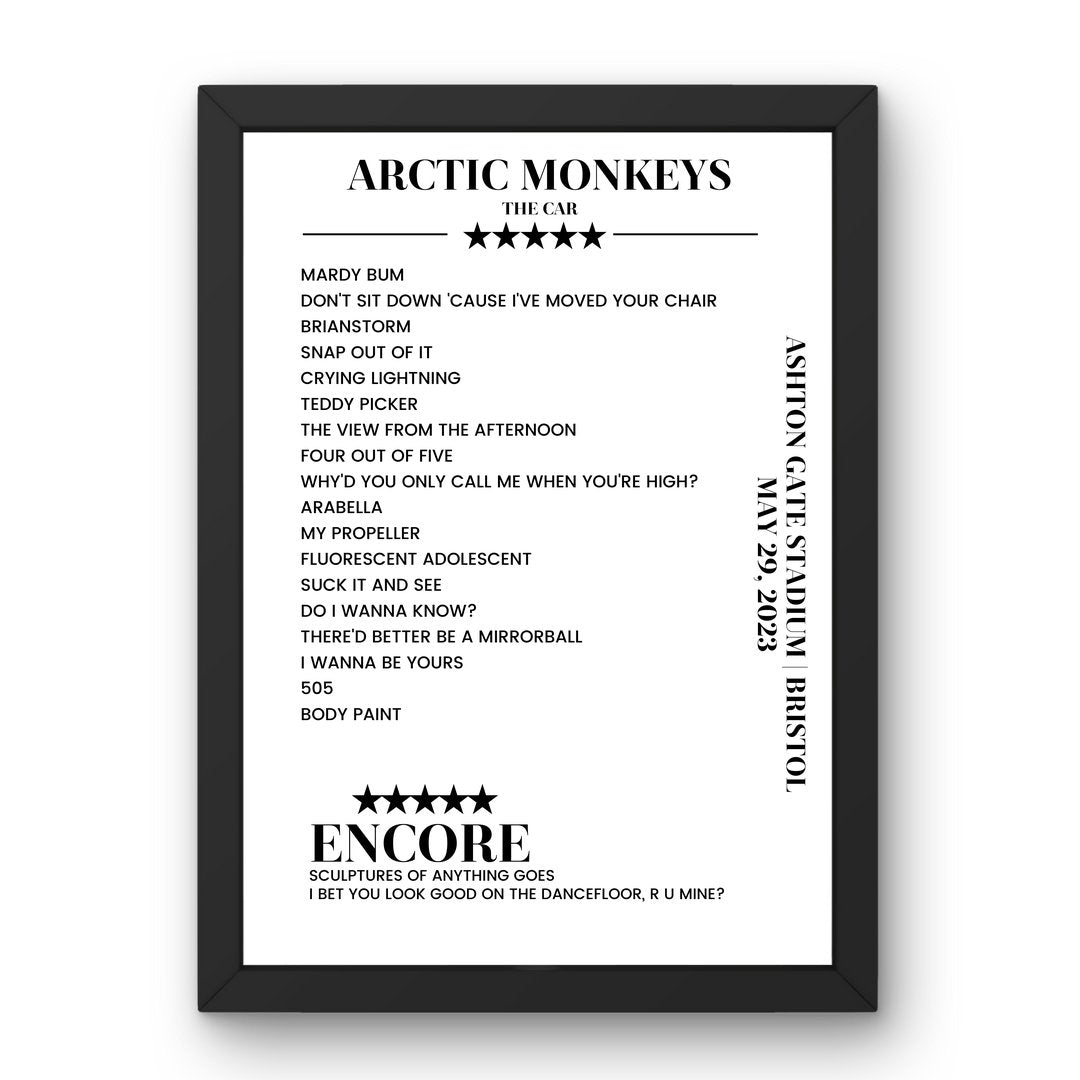 Arctic Monkeys Ashton Gate Stadium Bristol 29 May 2023 Setlist Poster - Setlist