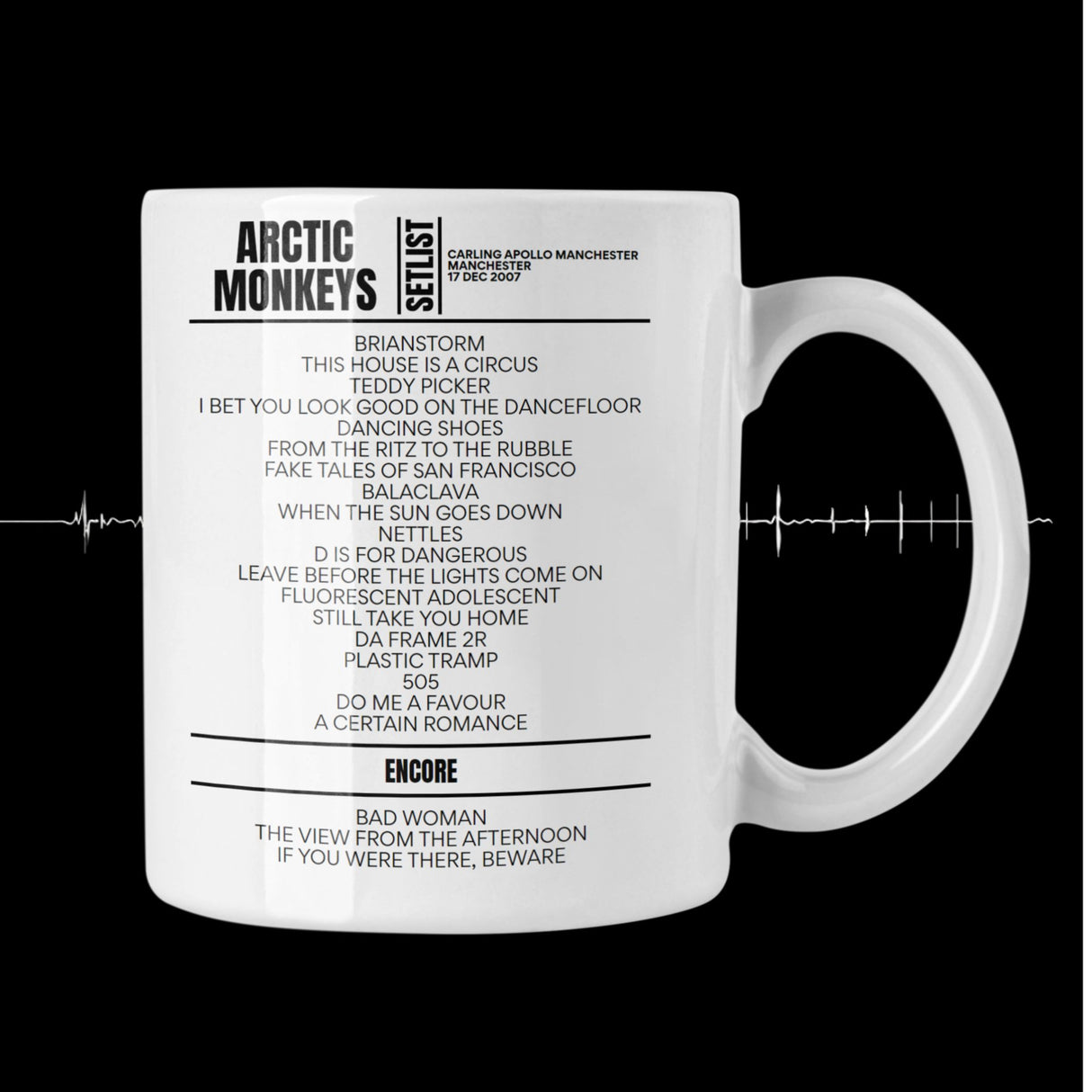 Arctic Monkeys Carling Apollo Manchester December 17, 2007 Setlist Mug - Setlist