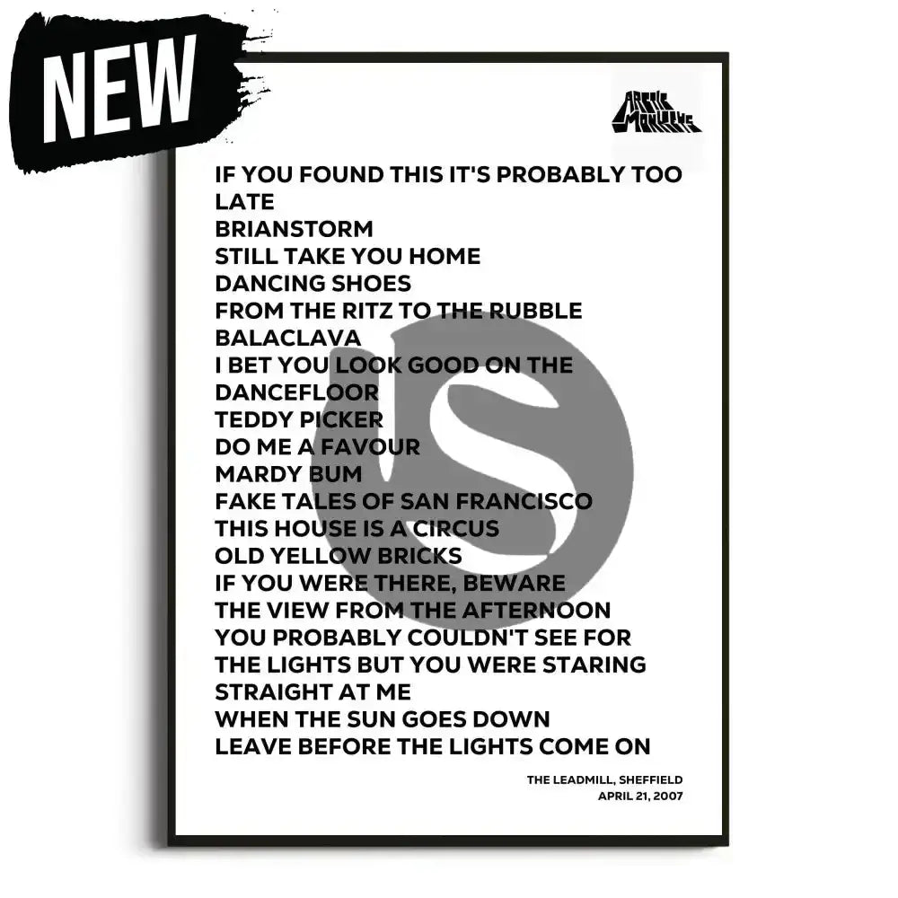 Arctic Monkeys Favourite Worst Nightmare UK Tour Posters - Setlist