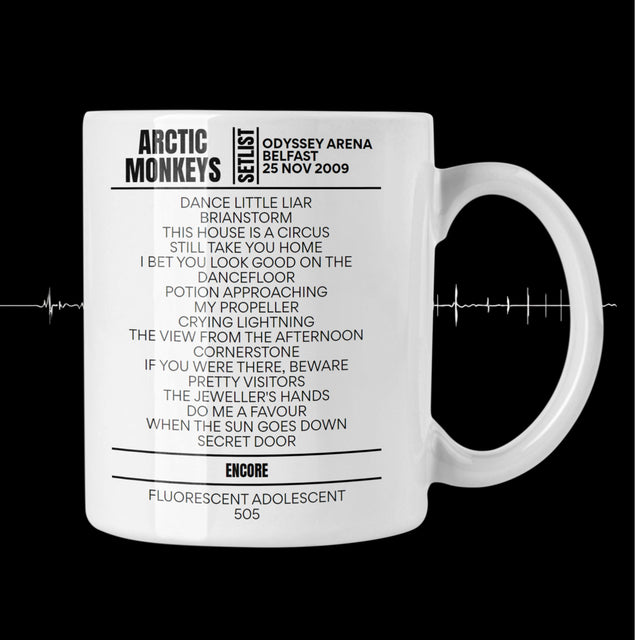 Arctic Monkeys Odyssey Arena Belfast November 25, 2009 Setlist Mug - Setlist