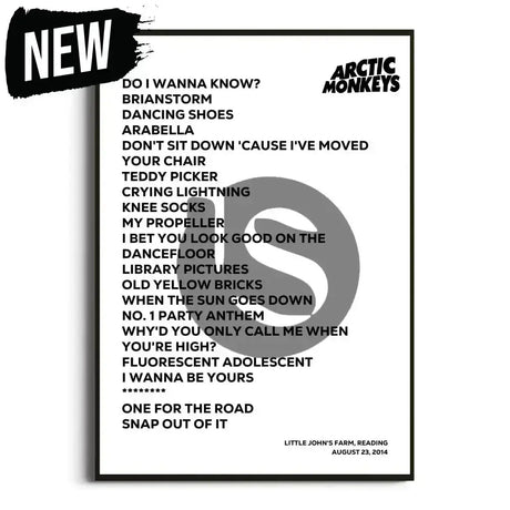 Arctic Monkeys R&L 2014 Setlist Posters - Setlist