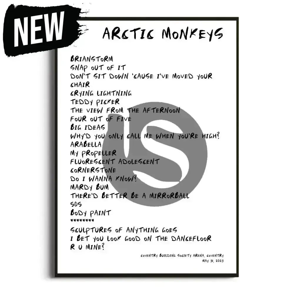 Arctic Monkeys The Car UK Tour Posters - Setlist