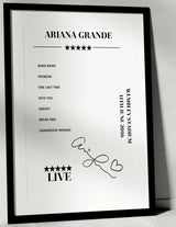 Ariana Grande 11th June 2016 Wembley Stadium London Setlist Poster - Setlist