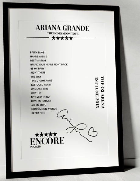 Ariana Grande 1st June 2015 The O2 Arena London Setlist Poster - Setlist